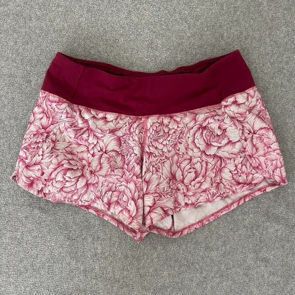 Lululemon 6 Run Times Short II 4 Inch Pink Floral Bloom White Star Ruby - Picture 2 of 7